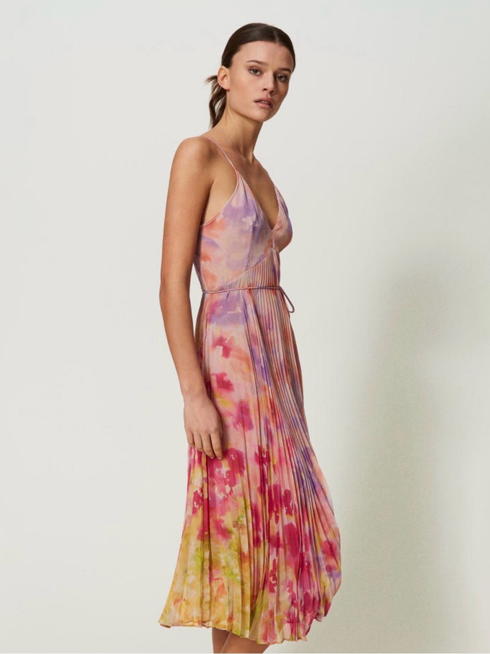 TWIN SET Pleated Watercolor Dress NWT